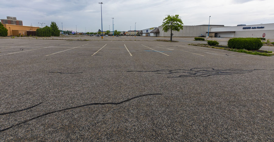 A large paved parking lot