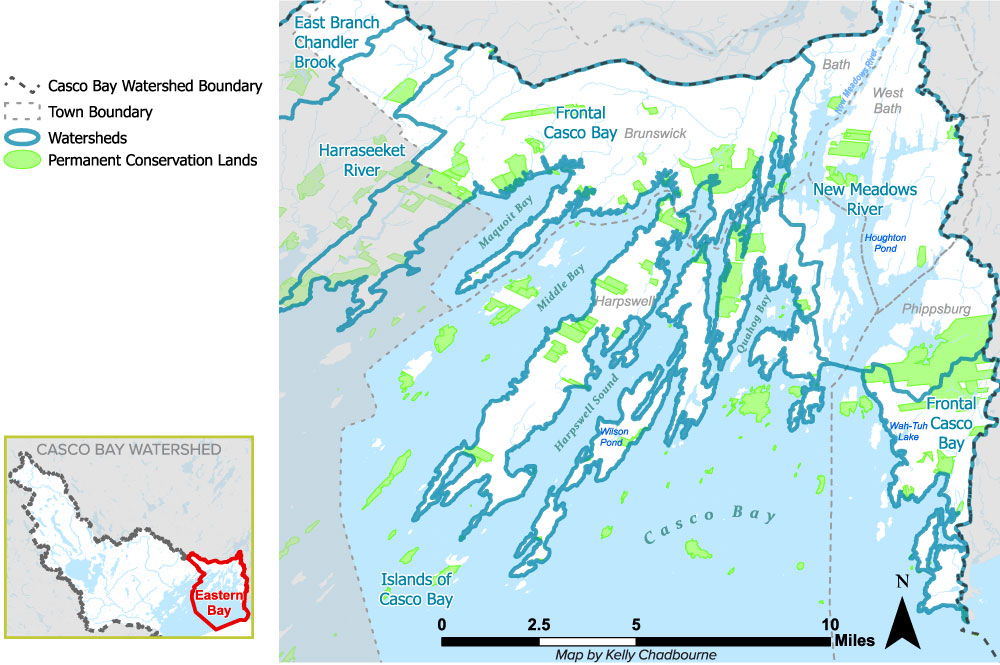 Numerous areas of permanent conservation lands are located in the Eastern Bay region.