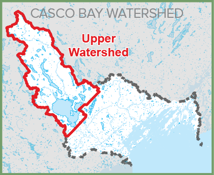 The Upper Watershed region extends northwest from Sebago Lake.